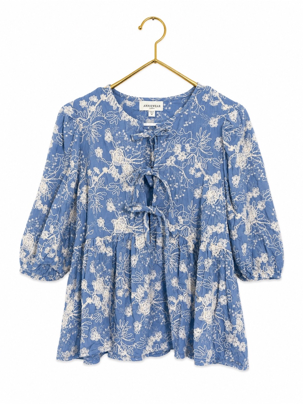 Anniewear Blue Floral Blouse — Size M
